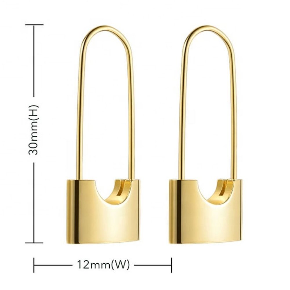 NEW 18K Gold Stainless Steel Lock Earrings - Picture 5 of 5